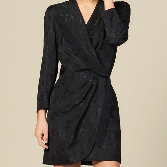 Sandro Walls Faux-Wrap Mini Dress - Picture 1 of 14